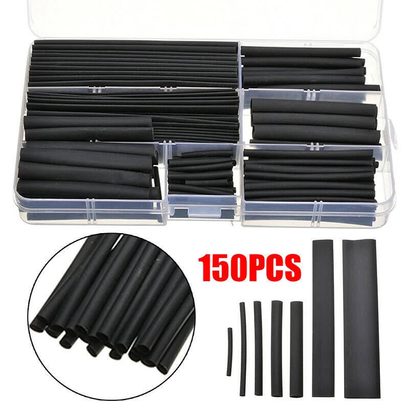 150pcs Heat Shrink Tubing Insulation Shrinkable Tubes Assortment Electronic Polyolefin Wire Cable Sleeve Kit Heat Shrink Tubes