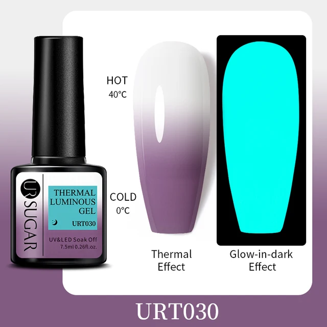 UR SUGAR 7.5ml Luminous Thermal Gel Nail Polish 2 In 1 Color Changing Glow in Dark Soak Off Manicuring UV Gel Nail Art Varnish URT030