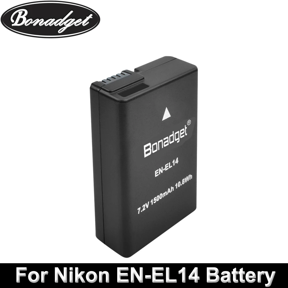 Батарейный блок Bonadget для фотоаппарата Nikon с двойным зарядным устройством USB + ЖК