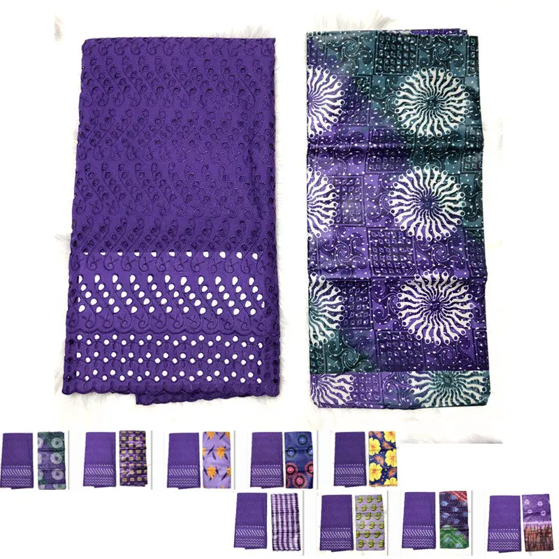 

High Quality African Lace Fabric matching with Guinea Bazin Riche Fabric 2.5yards lace+5yards bazin