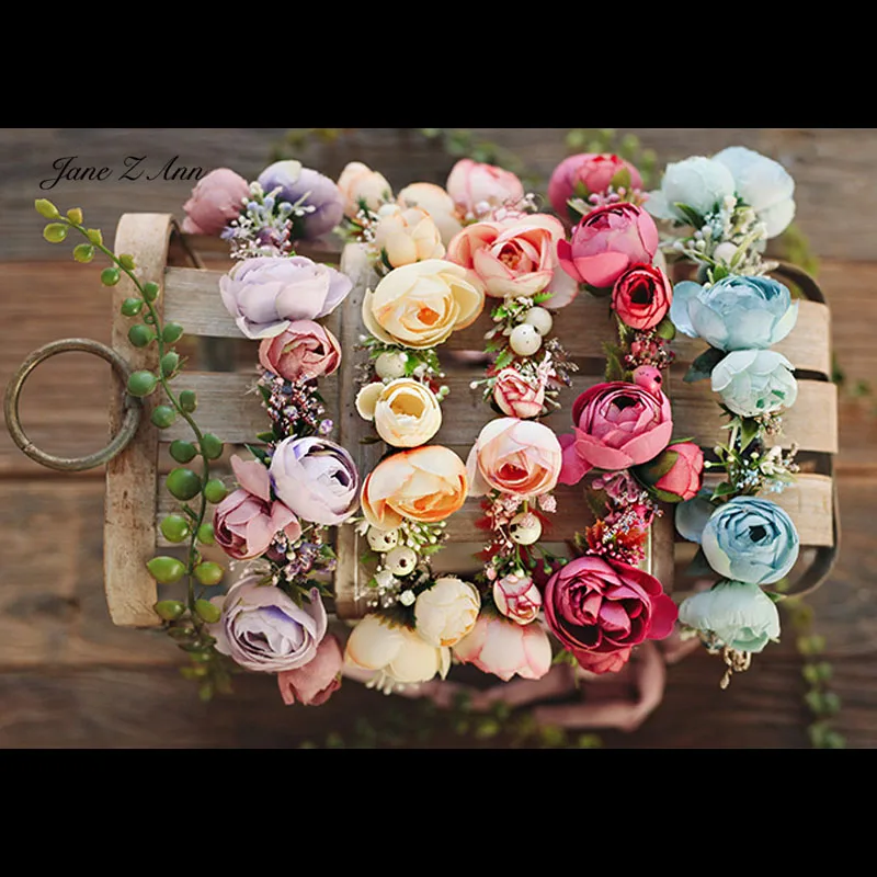 

Романтический венок из роз, головной убор в стиле леса, свинцовый цветок, реквизит для детской фотосъемки 1- 6 лет