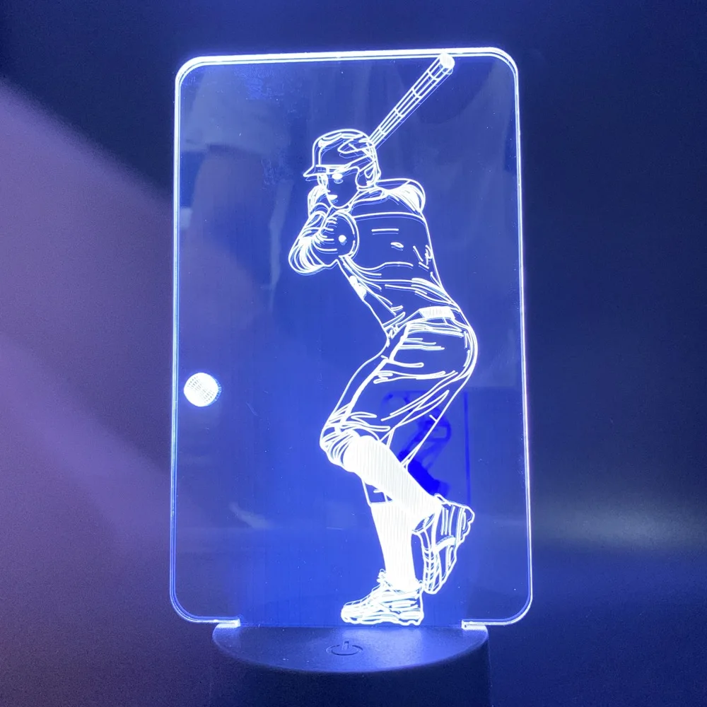 Бейсбольный плеер 3D ночник Led Спорт Lampara яркая база ночник лампа для жилая комната 3D лампа визуальный ночник светодиодный подарок