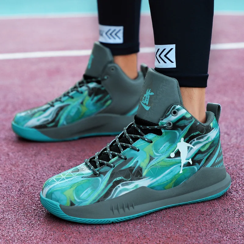 2019 New Style Basketball Shoes Men's High-height Breathable and Shock-absorbing Blue-ball Air-cushion Sports Boots | Спорт и