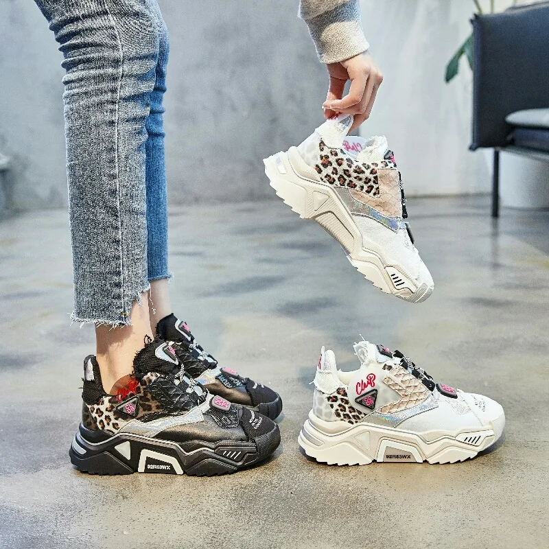 

SWYIVY Genuine Leather Platform Sneakers Women Casual Shoes Med Heel 2020 Spring Wedges Shoes For Women Breathable Ladies Shoe