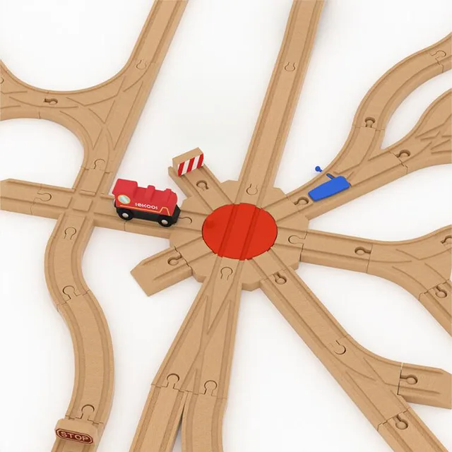 New Wooden Railway Set Parts Beech Wooden Train Tracks Accessories For Biro Track Toy Car Educational Toys Kids Children Gift 5