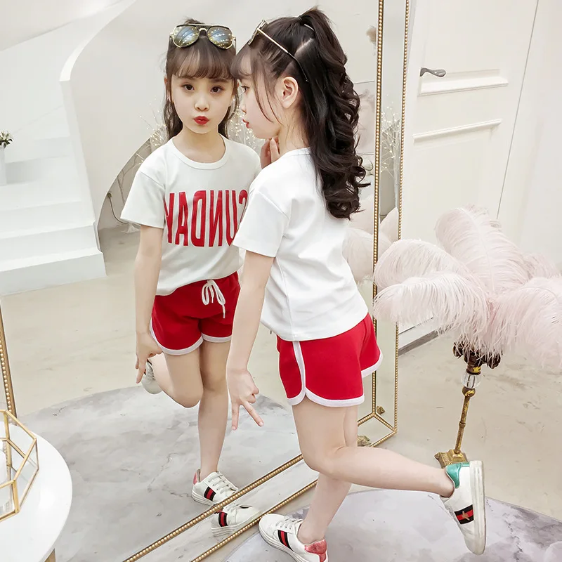 

Chao yang Gas GIRL'S Suit Summer Wear 2019 New Style Korean-style Middle And Large Children Fashionable Little Girl Short Sleeve