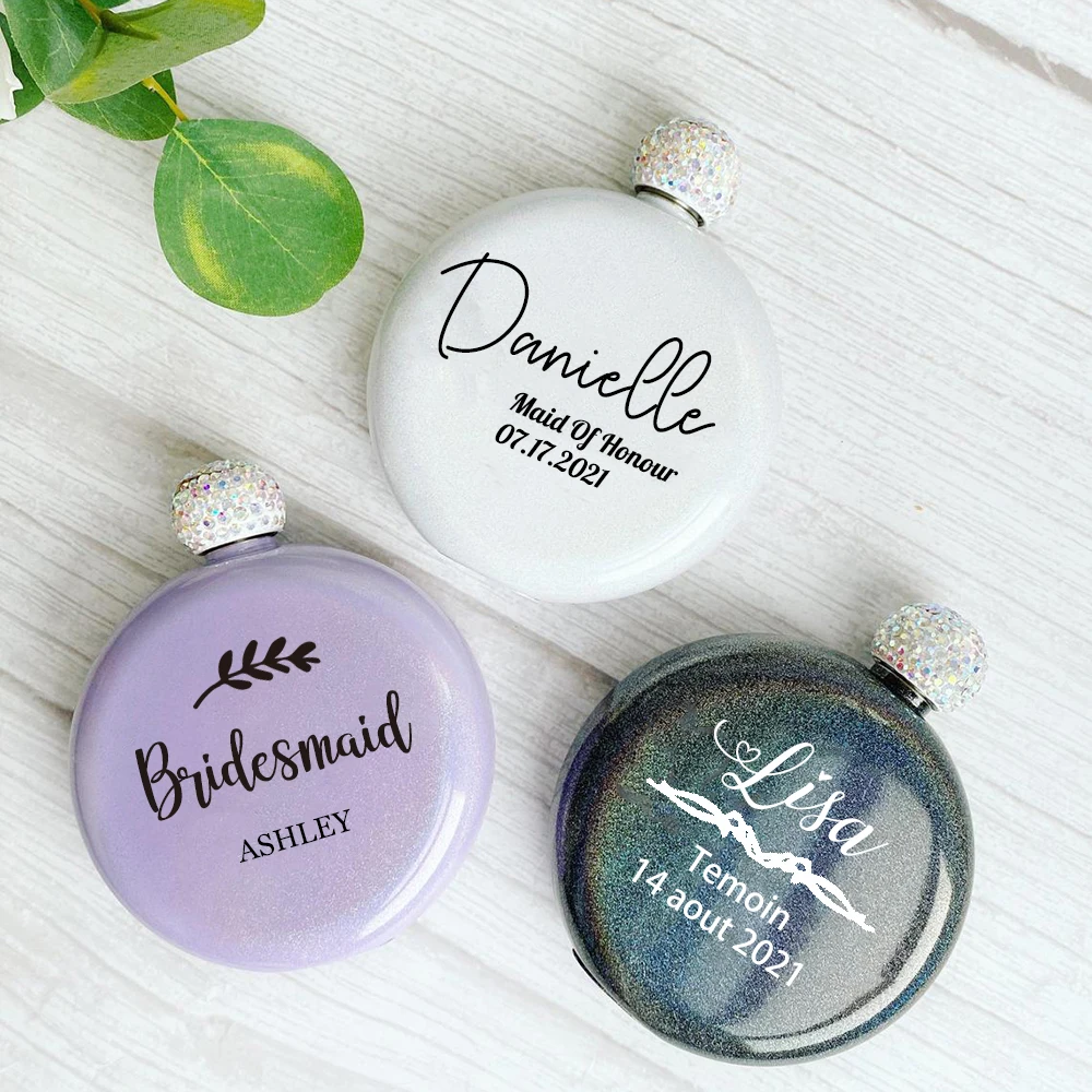 Personalized Stainless Steel Rhinestone Hip Flask Wedding Gift Custom Hip Flasks Bridesmaids Bride Hen Party Gifts For Guests