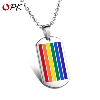 

OPK men's necklacer titanium steel pendant Rainbow Gay Necklace Personalized fashion accessories