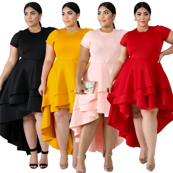 

Womens Plus Size Dress High Waist A-line Cascading Ruffle Vintage Dress OL Dresses Vestidos De Fiesta Wholesale Drop Shipping