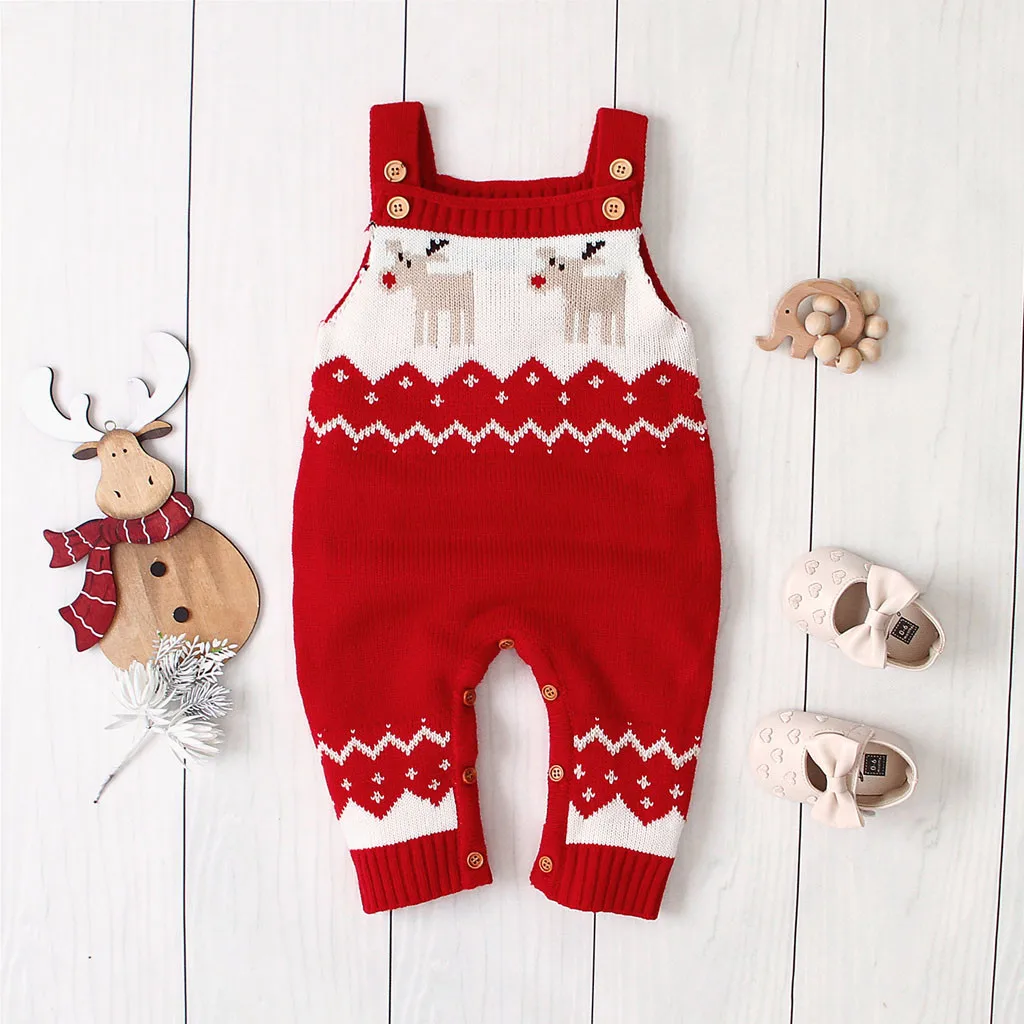 Рождественская Одежда для новорожденных; Рождественский Плюшевый комбинезон с изображением Санта-Клауса; вязаная одежда для малышей; костюм; комбинезон; комбинезоны