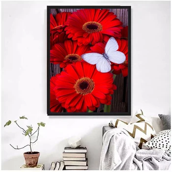

5D DIY Full Square/Round Diamond Embroidery Sales Red gerbera Flower Diamond Painting Kits Mosaic Rhinestone Home decor art gift