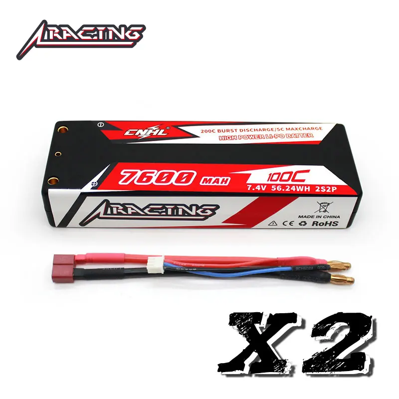 Аккумулятор CNHL Lipo 2S 7 4 В 7600 мАч 100C гоночная серия Жесткий Чехол T Deans для