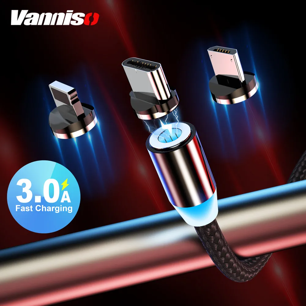 Vanniso 3A Быстрая зарядка 1 м 2 Магнитный USB кабель Тип C Micro для iphone samsung магнитное