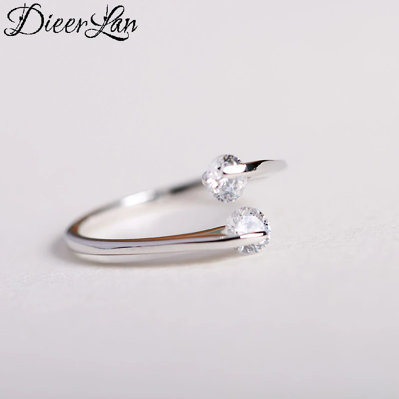 Crystal Rings Gifts Open Party Boho 925-Sterling-Silver DIEERLAN Vintage Women for Big
