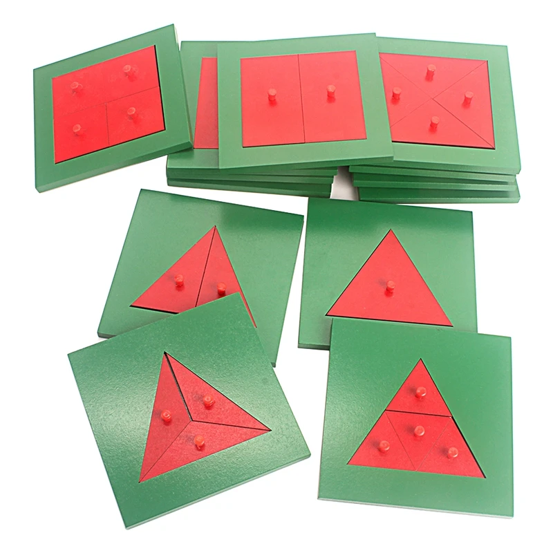 Educational Toys Math Toys Fraction Math Manipulatives Monterssori Mathematics Decompose Fraction Circle Square Triangle Solid Wood Materials for Children Learning