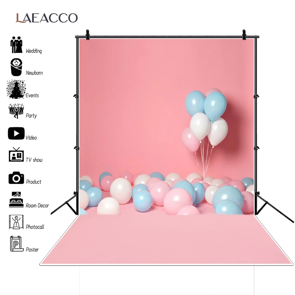Laeacco розовый фон с воздушными шарами для фотосъемки новорожденных младенцев День
