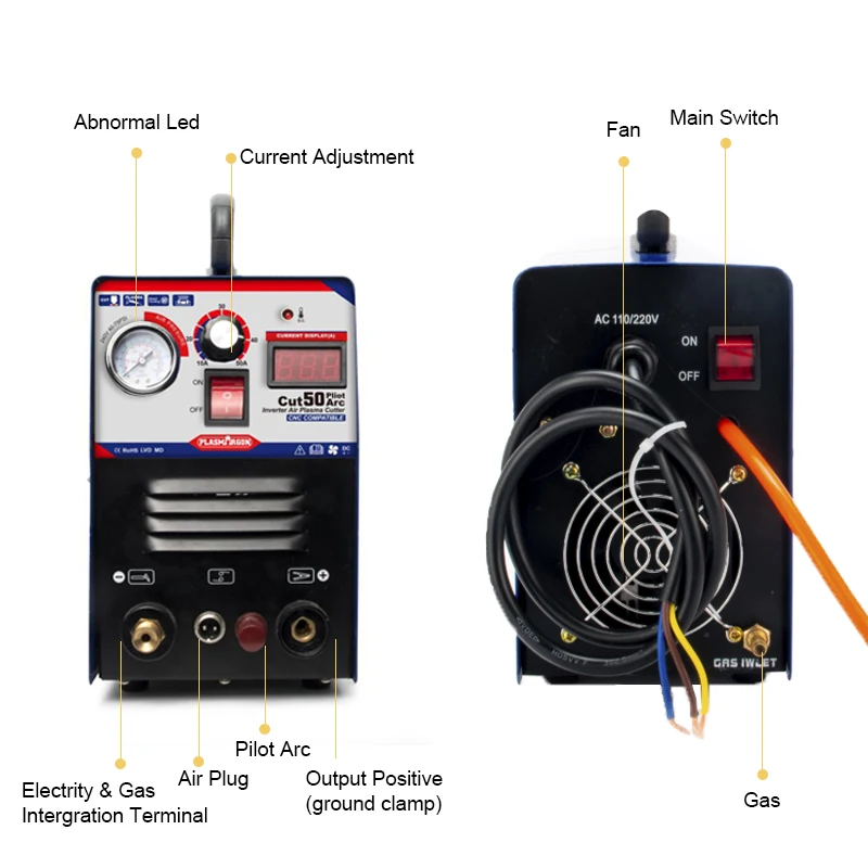 Air Plasma Cutting Machine CUT50 Pilot Arc 50Amps DC 220V Metal Inverter IGBT Cutter 14mm Clean Cut|Машины для плазменной