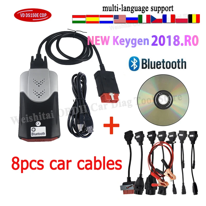 WXKJD heqinYY 2021 Meilleurs V3.0 PCB OBD2 Scanner 2018 .R0 2017.r3 Keygen VD DS150E CDP Bluetooth Fit for Delphis Cars Trucks Diagnostic Outils 2018R0