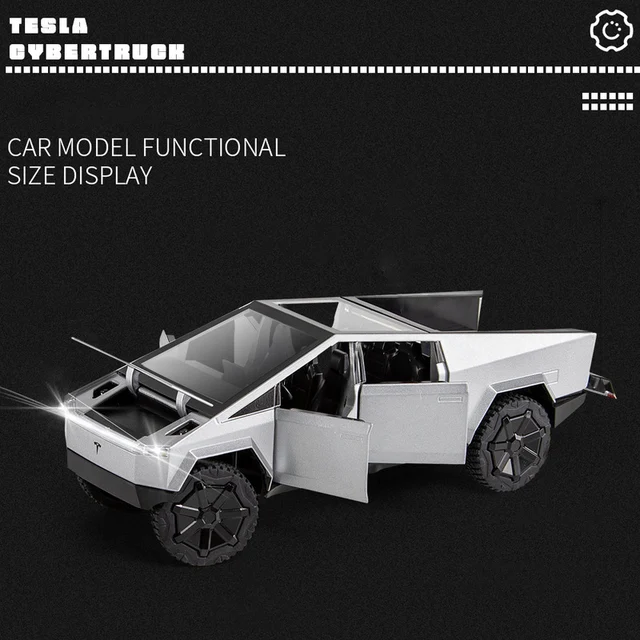 1:24 Tesla Cybertruck Pickup Alloy Diecasts & Toy Vehicles Metal Toy Car Model Sound and light Pull back Collection Kids Toys 4