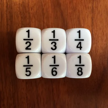 

10 PCS/Set 16*16 mm White Fractional Number Funny Dice Education Game Accessory