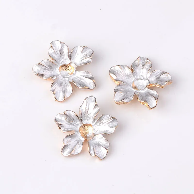 

10pcs 18mm Fashion Metal Alloy KC Gold Drops Of Glaze Flowers Connectors Charm For Jewelry Making