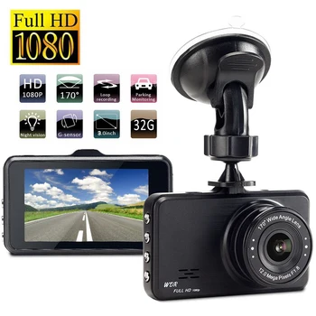 

1080P Car DVR Dash Camera Driving Recorder 3" Full HD Loop Recording Night Vision G Sensor 170° Wide Angle Dashcam Registrar