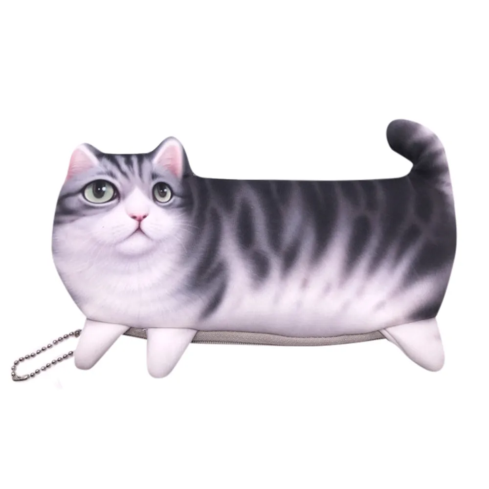 3D животное милый кот лицо молния чехол для монет карандашей чехол s для девочек женщин девушек кошелек ручка сумка для хранения