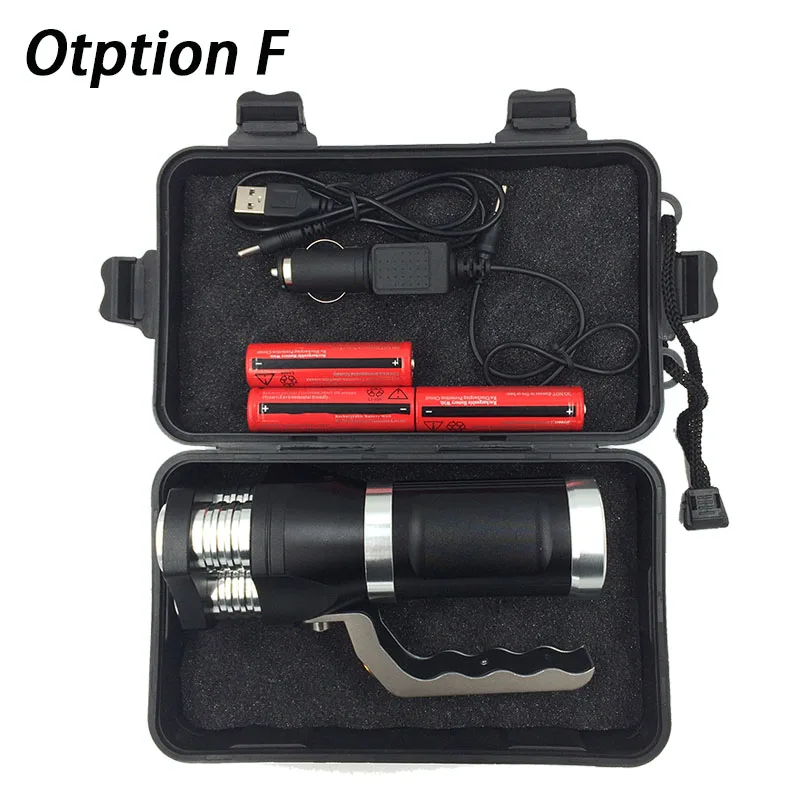 Option F Z30 светодиодный светильник-Вспышка 3 шт. XM-L T6 с бусинами, перезаряжаемый портативный светильник, ручная лампа 6000лм 3 модели, которые выбирают батареи и зарядное устройство - Испускаемый цвет: Option F