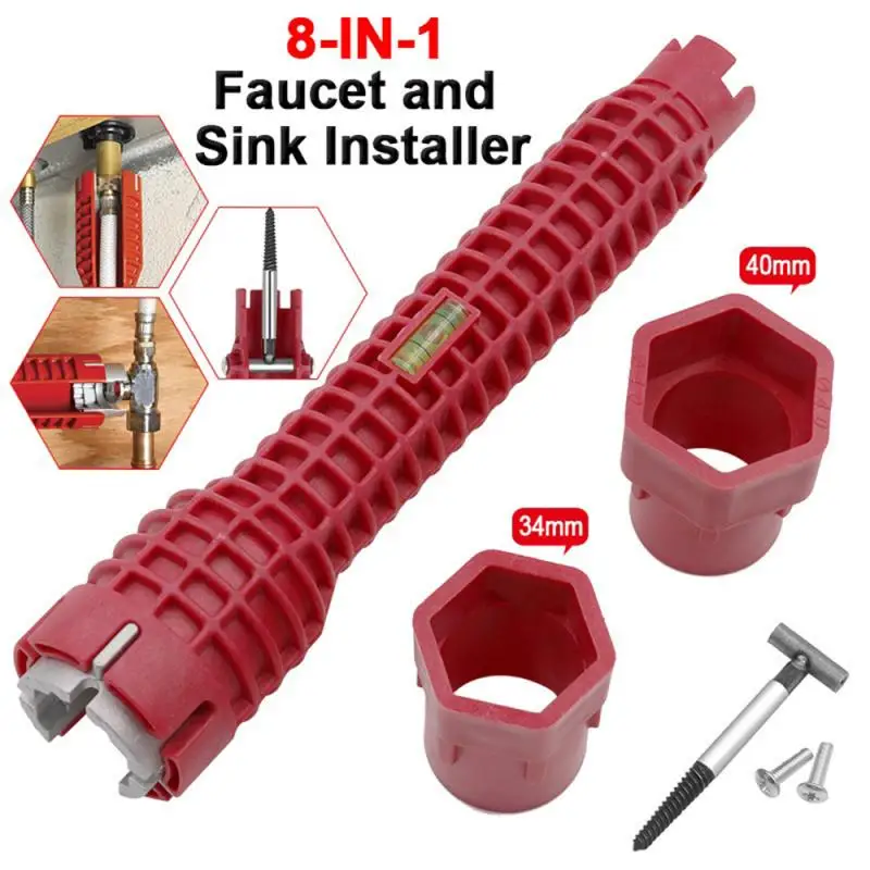8 In 1 Anti Slip Kitchen Sink Repair Wrench Set Bathroom Faucet