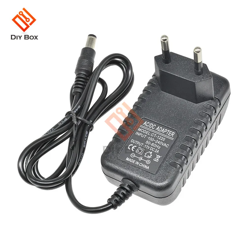 AC 100-240 V DC 12V 2A US EU Plug адаптер питания конвертер зарядное устройство 5,5*2,1 мм Интерфейс длина линии 1 м