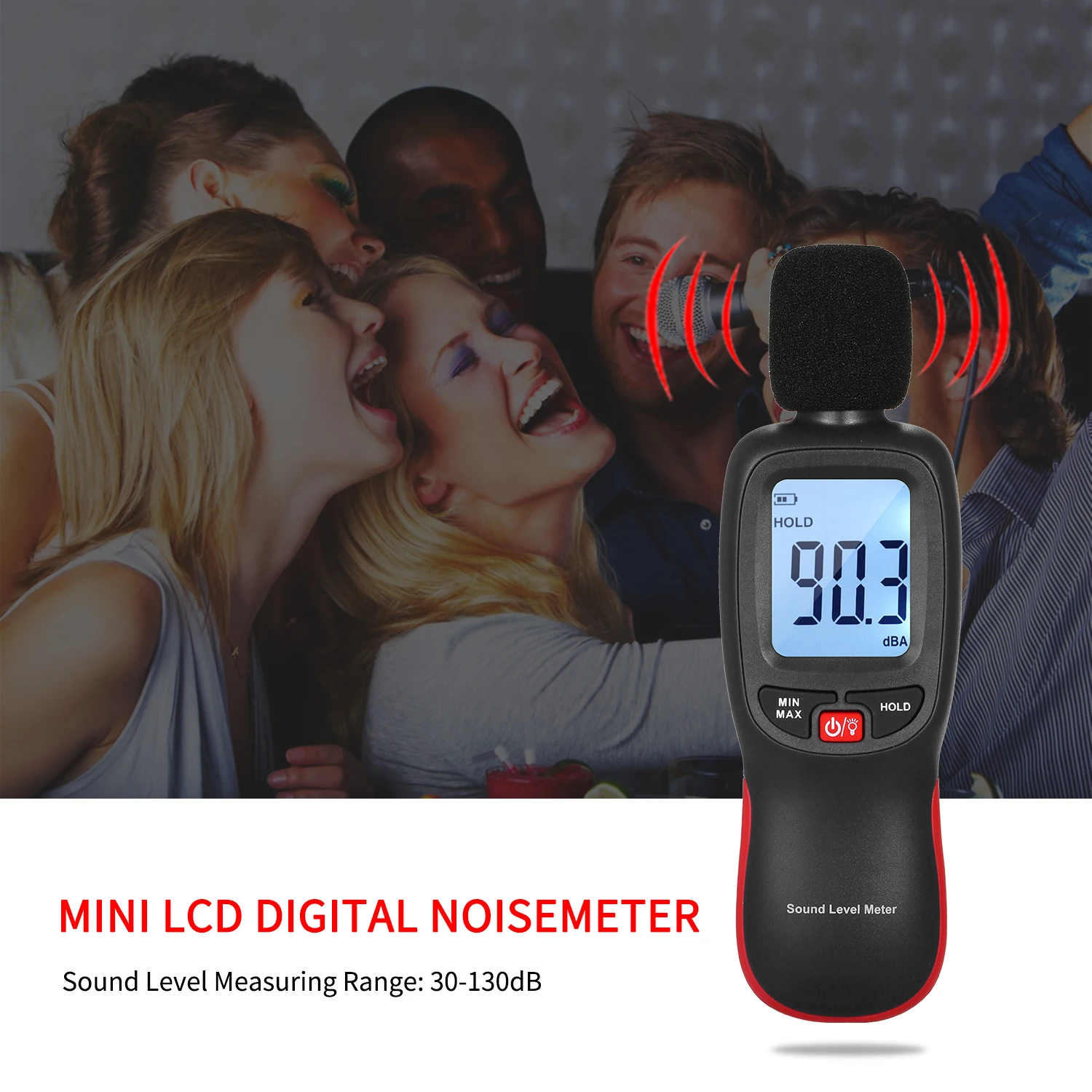 Цифровой мини-измеритель уровня шума с ЖК-дисплеем, измеритель уровня шума 30-130 дБ, измерительный прибор для измерения уровня шума, тестер для мониторинга децибел, Макс/мин