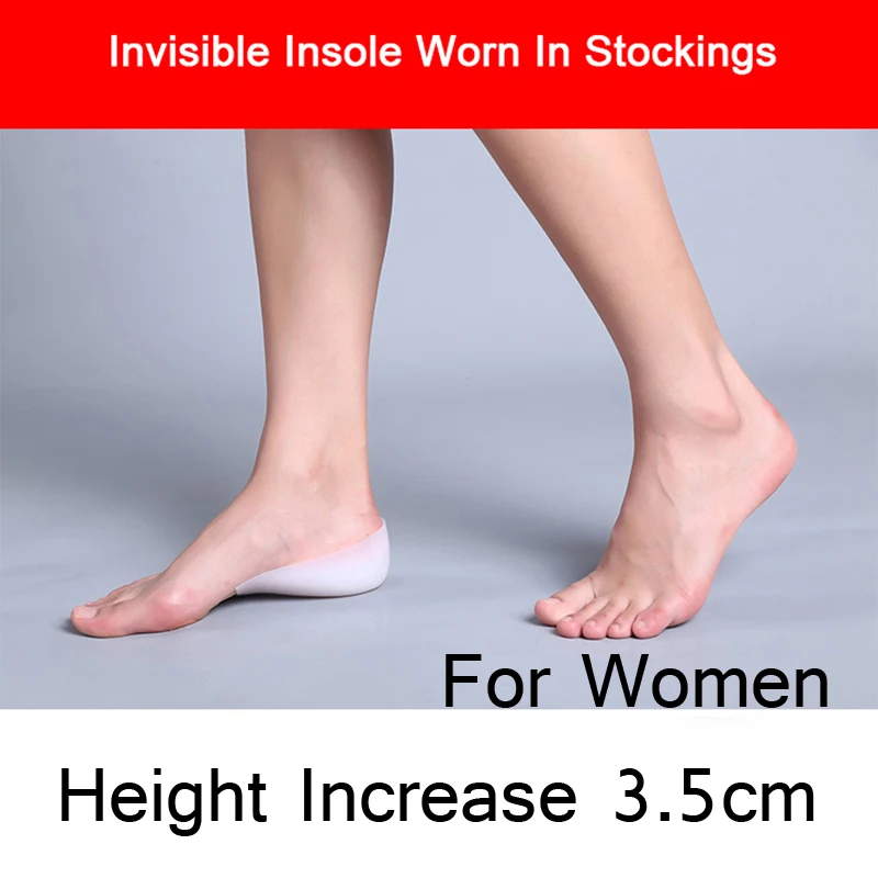 for women 3.5cm 1 пара невидимые силиконовые увеличивающие стельки высотный Лифт массажные мягкие ножки наполнитель подушки увеличивающие колодки для женщин и мужчин пятки носки - Цвет: for women 3.5cm