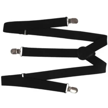 Lady Woman Adjustable Metal Clamp Elastic Suspenders Braces- Black