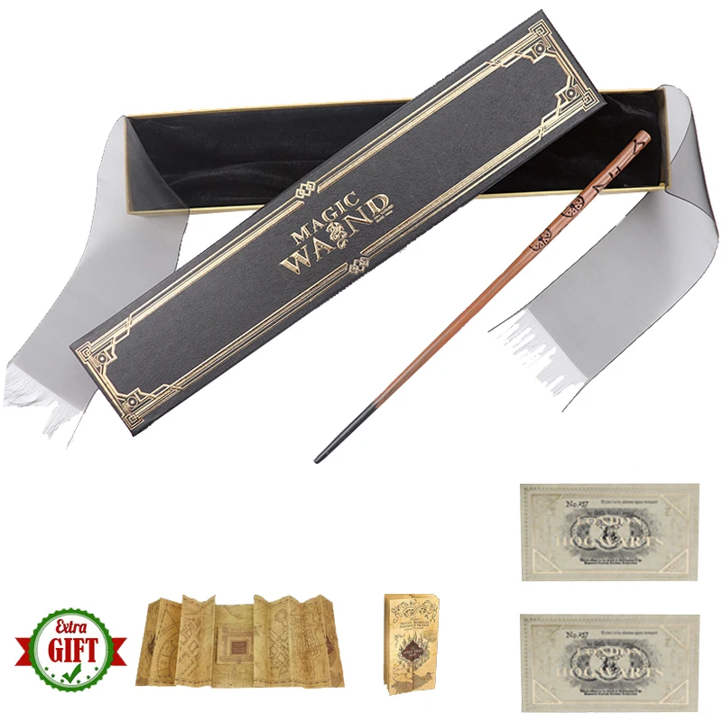 

10Kinds of Metal Iron Core Cedic Wand Harried Magic Magical Sticks Tickets and Maps As Gift Elegant Ribbon Gift Box Packing