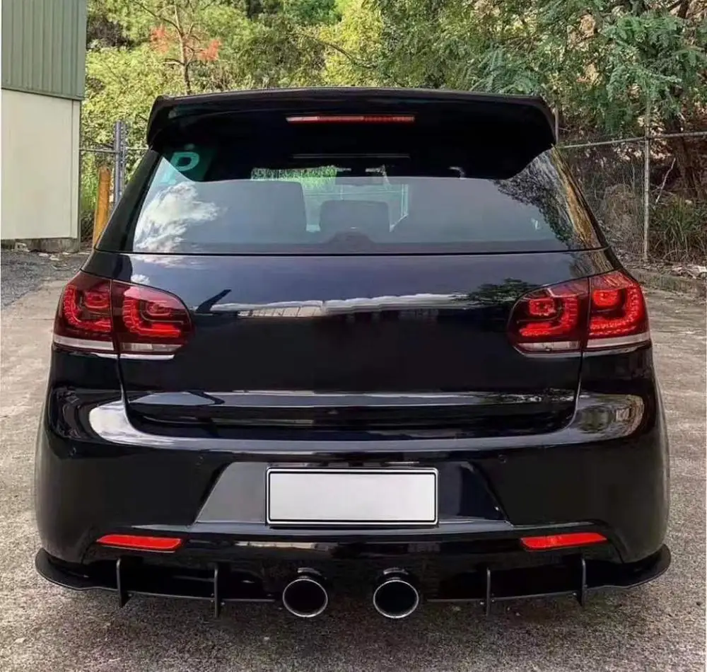 Для Golf 6 MK6 Автомобильный задний диффузор для губ разветвители отделка для Volkswagen VW Golf 6 MK6 VII GTI R20 плавники Акула Стиль сплиттер ABS черный