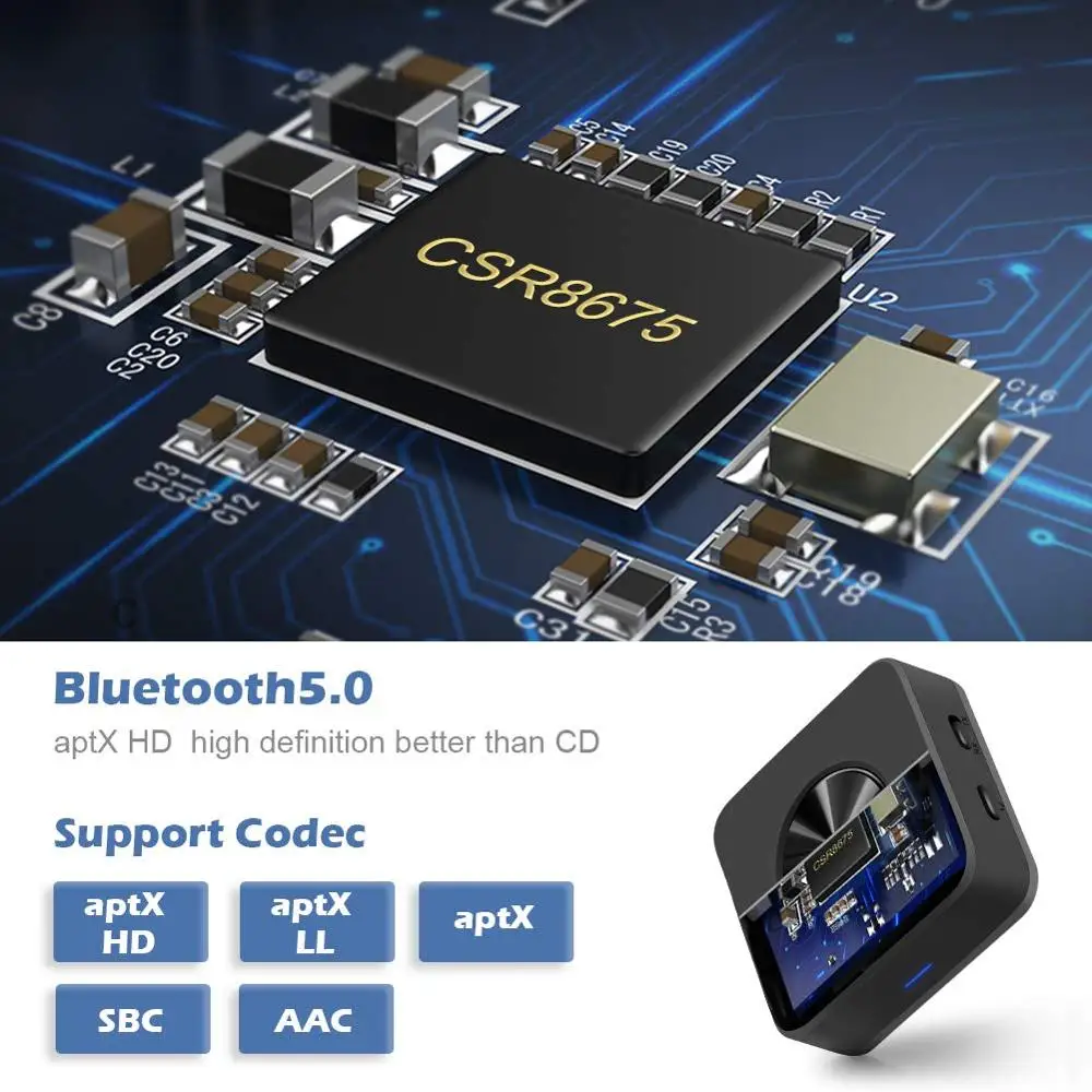  Bluetooth 5.0 Aptx Hd Bassa Latenza Rca Spdif Ottico Toslink Aux 3.5 Millimetri Trasmettitore Ricev