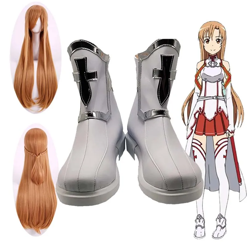 Аниме Косплей обувь Sword Art Online Asuna Yuuki белые короткие сапоги для Хэллоуина боевой