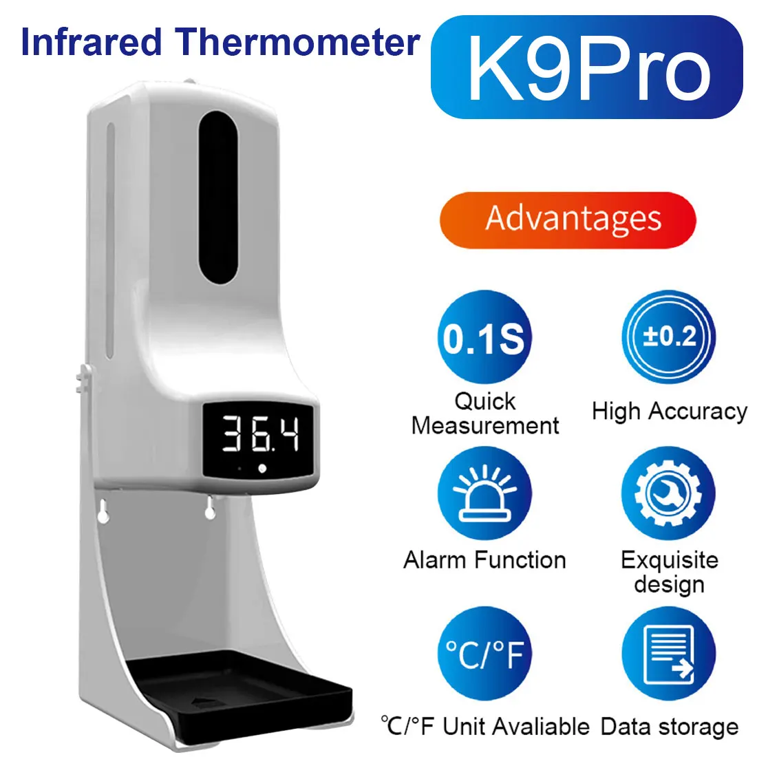 K9PRO-dispensador automático de jabón líquido, Sensor inteligente Digital sin contacto, termómetro infrarrojo, máquina desinfectante para manos libres
