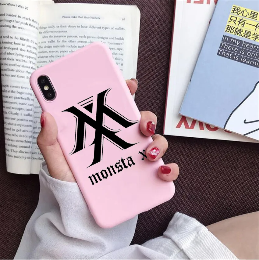 

MONSTA X TPU Yellow pink Soft phone Case For iPhone X 7 Plus XS 10 Case Silicone Phone Cover For iPhone 6S 8 6 Plus XS Max Case