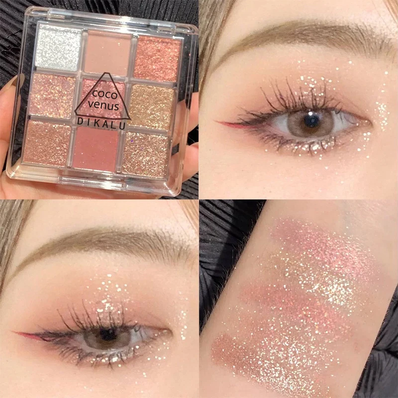 

1pc 9grids Style Eyeshadow Transparent Nine-Color Acrylic Eyeshadow Palette Pearlescent Matte Earth Color