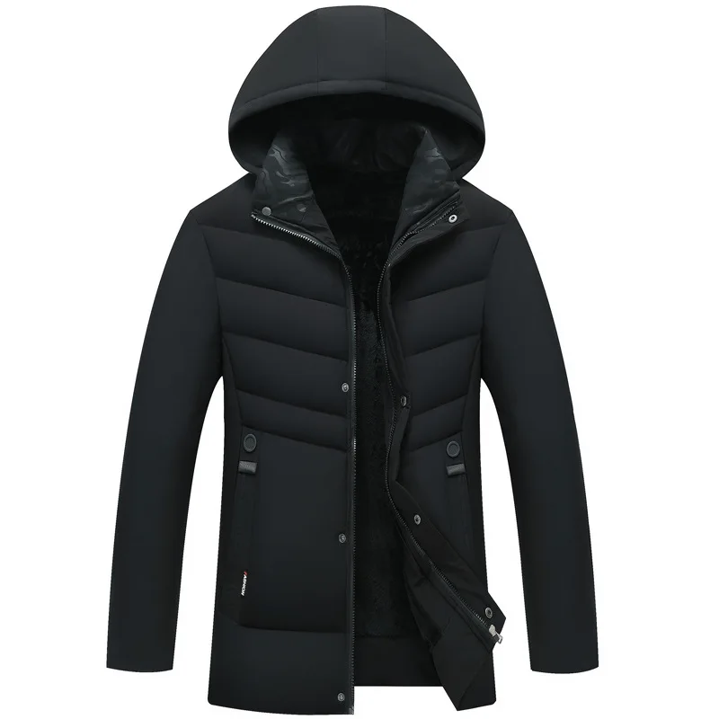 

Men Winter Down Jacket Thick Warm Fleece Coats New Fashion Patchwork Men's Coat Hooded Men Down Parkas Outwear Coat L-5XL