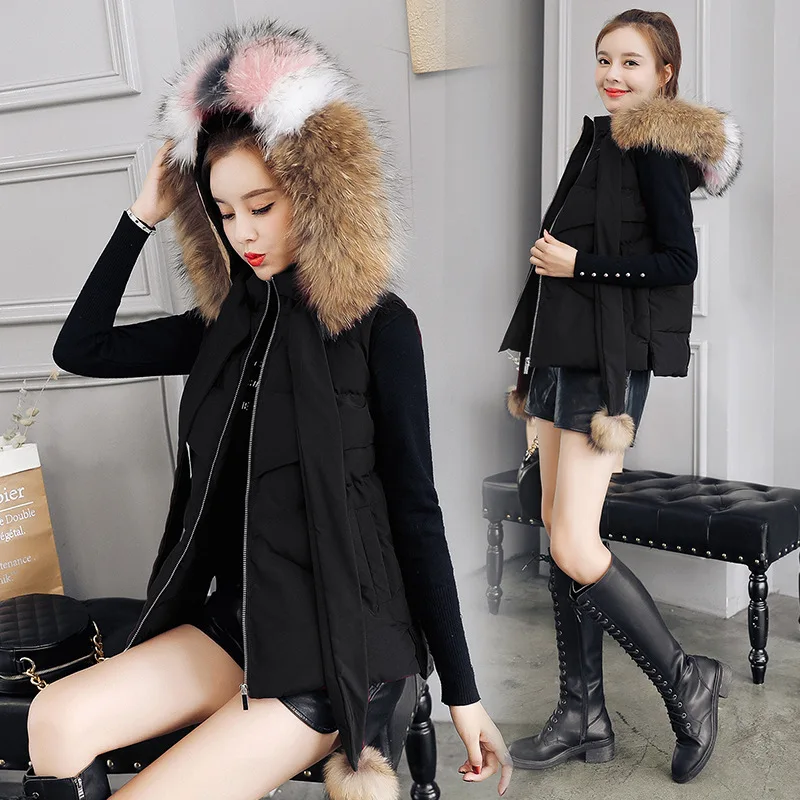 

2018 Winter New Style Jb8870 with Faux Fur Collar Women's Fashion Cotton-padded Clothes Waistcoat Entity