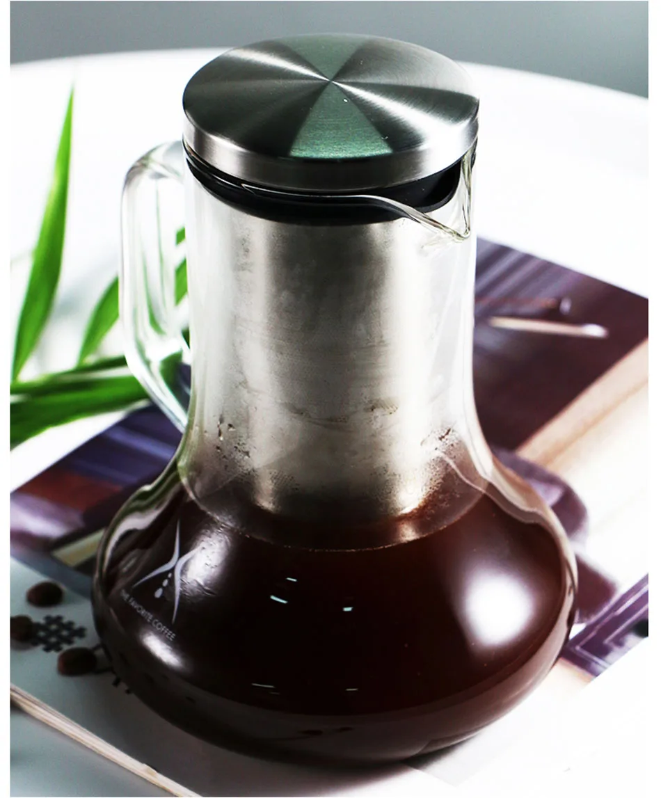 MICCK Портативный мокко холодного пива Cafetera фильтр многоразовые Стекло Чай заварки Кофеварка инструмент кофеварка для приготовления эспрессо на капельная, для воды и льда Кофе фильтр