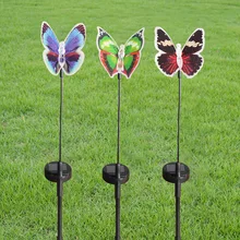 Solar Powered Butterfly Lawn Stake Lights Waterproof Decorative for Outdoor Garden random color S7#5