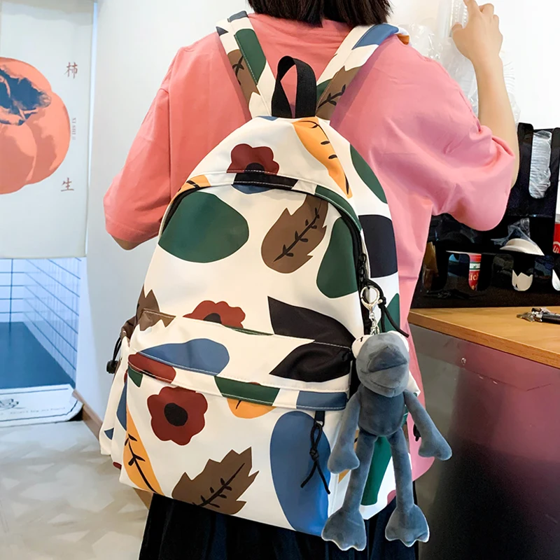 

2021 New Hawaiian Style Backpack Women Waterproof Nylon Fashion School Bag for Teenage Girls Student Backpacks Fancy Rucksack