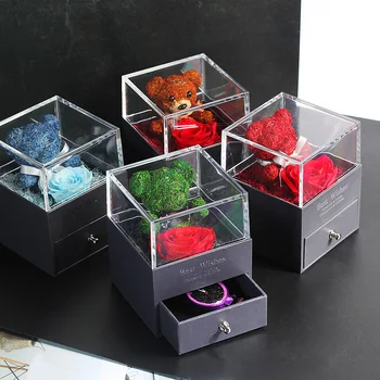 

Eddy Bear Eternal Rose Unfade Jewelry Box Wedding Beauty And The Beast Valentine's Day Gift Birthday Gift For Girlfriend Or Mom