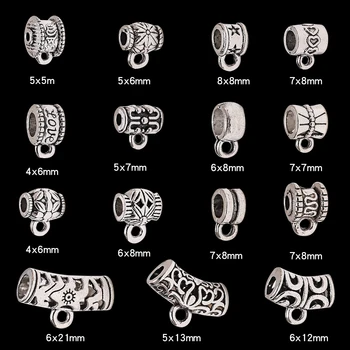 

30pc/lot Metal Pendant Spacer Tube Beads Handmade Mixed Antique Charms Bail Beads For Women Jewelry DIY Making Necklace Bracelet
