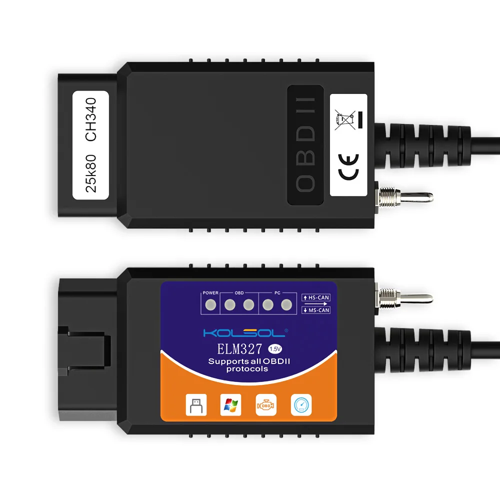 KOLSOL ELM327 Bluetooth/wifi/USB OBD2 сканер V1.5 ELM327 wifi с переключателем для Ford ELMconfig CH340+ 25K80 чип HS-CAN/MS-CAN