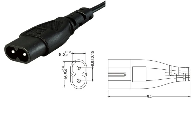 1PCS IEC 320 2-Pin C7 Female To C8 Male Figure 8 Power Adapter