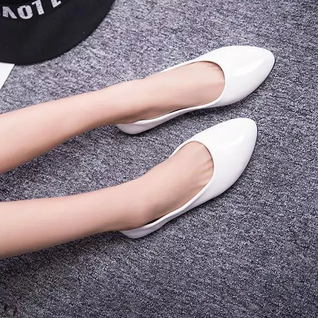 

Korean-style Flat WOMEN'S Shoes Small Sharp Point Candy-Colored Flat Heel Patent Leather WOMEN'S Shoes Maternity Shoes Large Siz